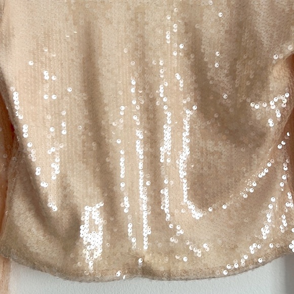 Elodie Sequin Tie Front Top Cropped Nude Tan NWOT - Picture 8 of 12